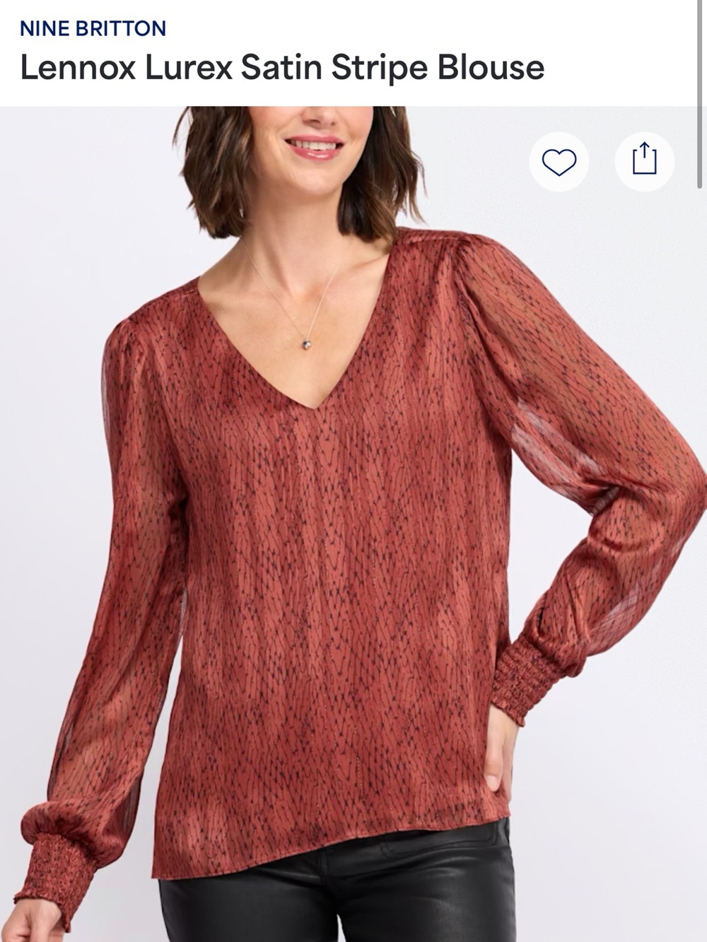 nine britton Lurex Satin V-Neck Blouse